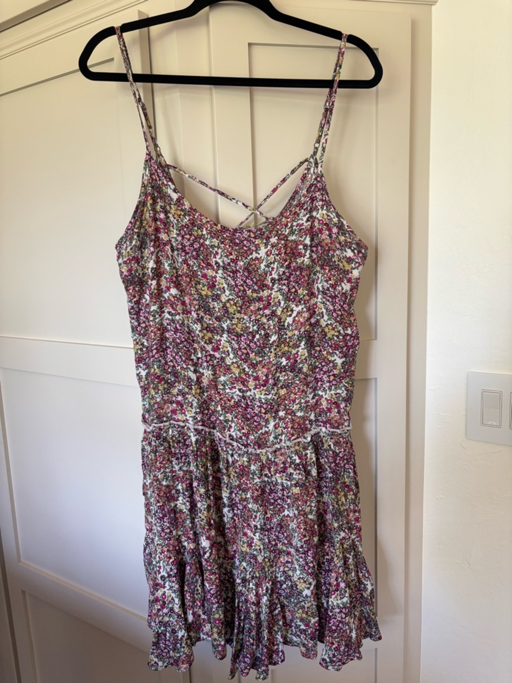 Floral Drop Waist Strappy Mini Summer Dress